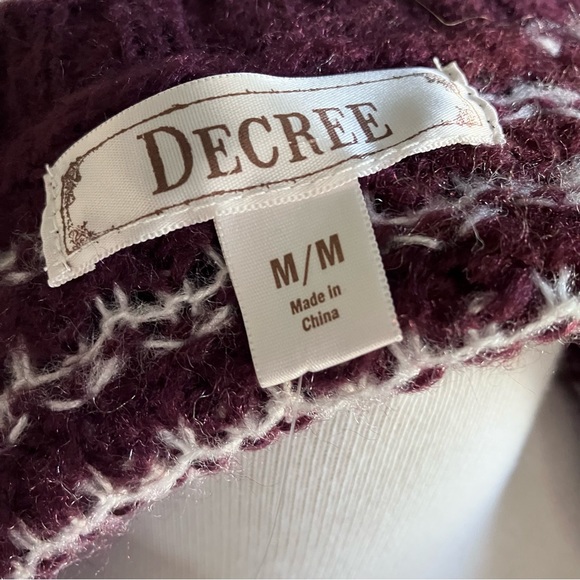 NWT Decree Knit Duster Long Cardigan Purple Snowdrift Fringe Hem Medium Stripes - Picture 7 of 14